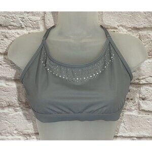 Victoria’s Secret Sport Gray Laser Cut Out Strappy Back Sports Bra Size L 9889